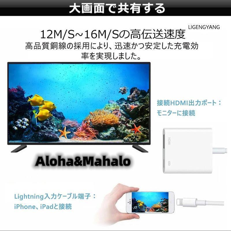 iPhone 変換アダプタ Apple Lightning Digital AVアダプタ ライトニング 1080P 音声同期出力 電源不要 高解像度｜rainbow-beach88｜08