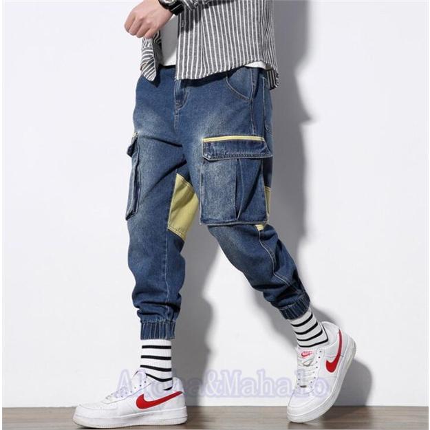 サルエルパンツ デニムメンズ ジョガーパンツ スウェパンツ ボトムス 美脚 スキニー チノパンス ウェット パンツ 細身 大きいサイズ 通勤 Alohamahaloamahalo 新品 送料無料