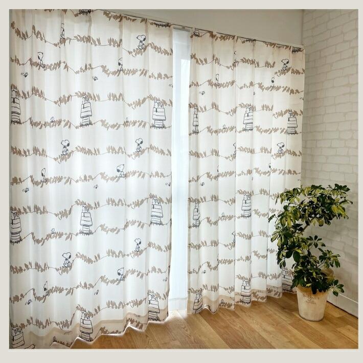 カーテン　遮光　スヌーピーカーテン　幅100cm×丈135cm 2枚 ピーナッツ リーフ | SNOOPY | 05