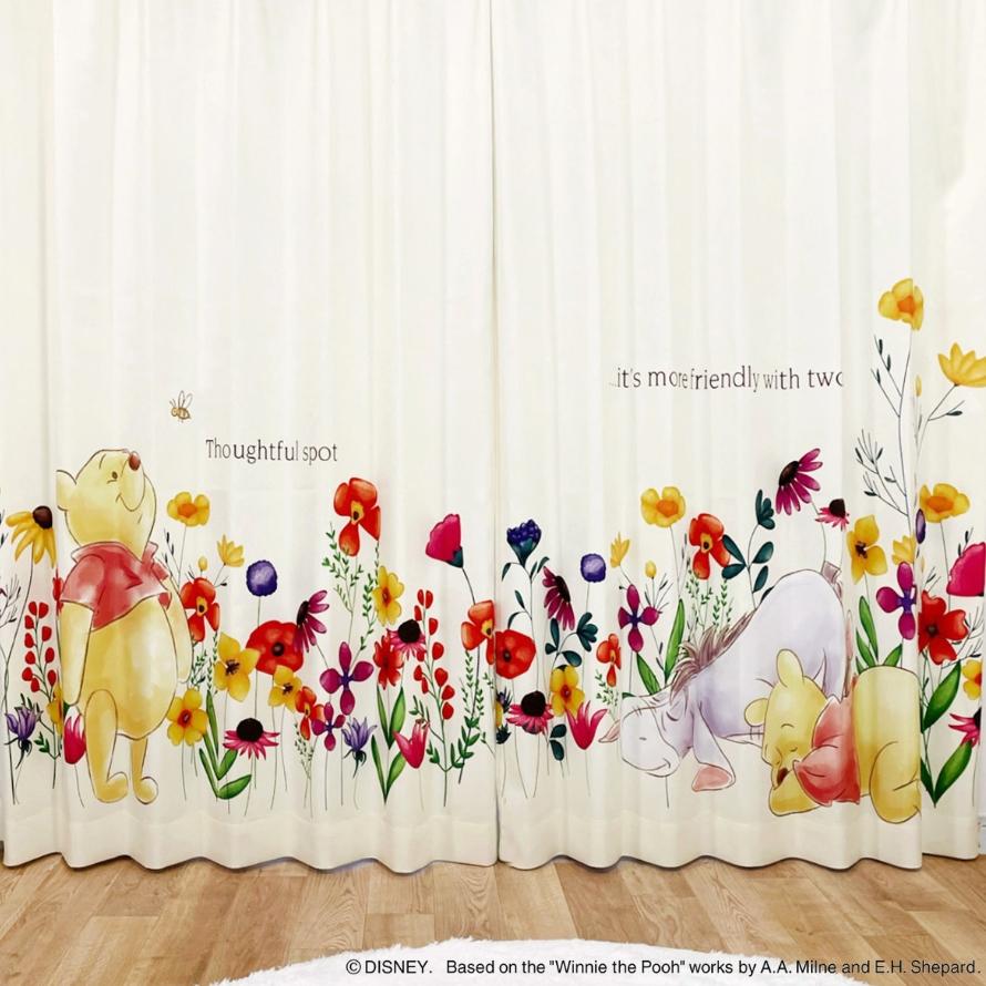 カーテン ディズニー disneyくまのプーさん　フラワー カーテン ２枚組 かわいい | Disney