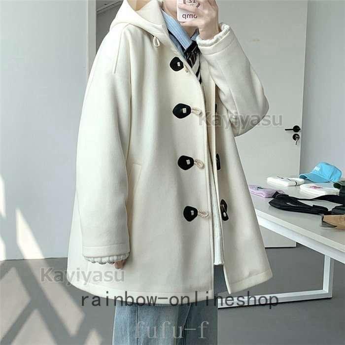 全日本送料無料 ダッフルコートゆったりメンズフード付きジャケットメルトンコートラシャコートトグルボタン防寒着アウターカジュアル服高校生大学生かっこいい ダッフルコート カラー ブラック Www Cognitiva La