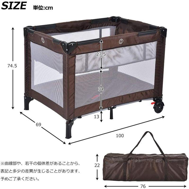 Kennkari ベビーベッド ベビーサークル 折りたたみ 添い寝ベッド プレイヤード お昼寝マットレス ストッパー付き キャリーバッグ付 ベビーベッド ベビーサークル 折りたたみ 添い寝ベッド プレイヤード お昼寝マットレス ストッパー付き キャリーバッグ付 　