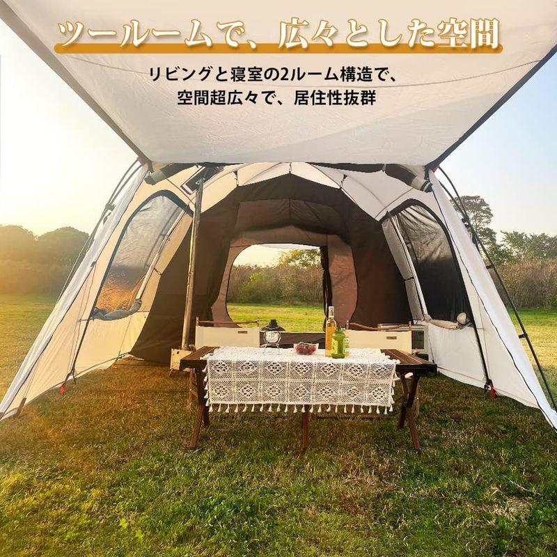 ウルトラ！ TOMOUNT トンネルテント 2ルームテント ツールームテント 210Dオックスフォード生地 4-5人用 ファミリーテント 煙突穴付き イ 【PET1589931156】(57260円)