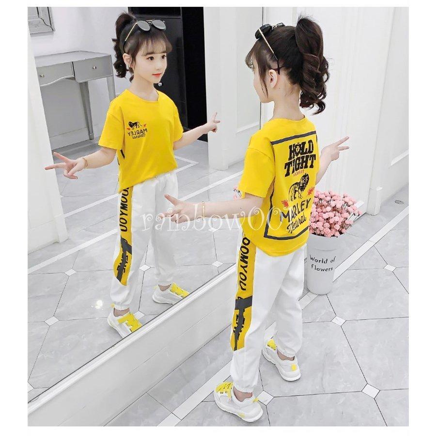 子供服 セットアップ キッズ 女の子 半袖 夏 2点セット 上下セット Tシャツ パンツ 薄手 可愛い 韓国子供服 通学着 通園着 セール品