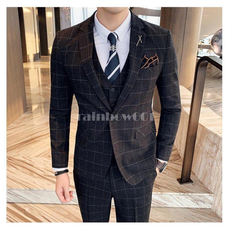 半額品 チェック柄 メンズスーツ 3点セットスーツ カッコイイ 1つボタンスーツ フォーマルスーツ 結婚式 二次会 成人式 卒業式 就職活 ビジネス スーツ 披露宴 お洒落 手数料安い Www Mysmileteethwhitening Com