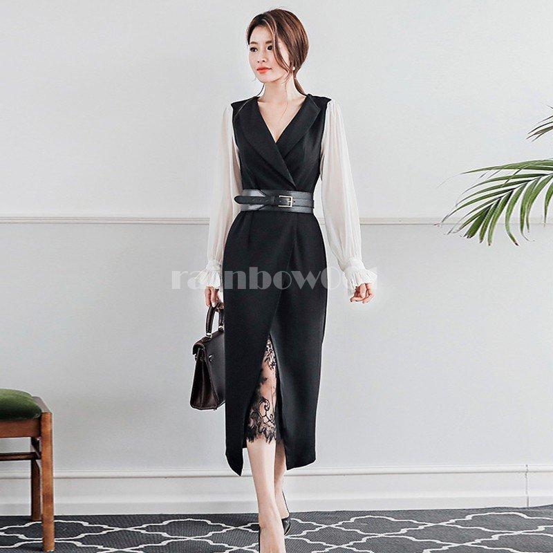 スリットワンピ ナイトドレス タイトワンピース 袖あり ミニドレス パーディードレス レディース きれいめ おしゃれ 大人 入園式 卒業式 セレモニー 通勤 Ol 最大 オフ