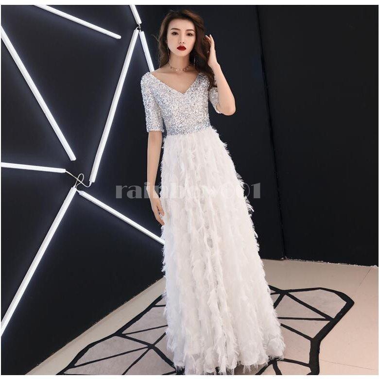 ロングドレス 袖あり パーティードレス 結婚式ワンピース 10代 代 30代 40代 おしゃれ フォーマル お呼ばれ ウエディングドレス キャバ ドレス 成人式 上品 直送商品