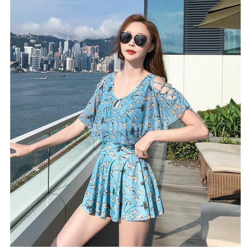 水着ワンピース 花柄 レディース 体型カバー ママ水着 ワンピース 新作 大きいサイズ オールインワン 代 30代 40代 ハイウエスト おしゃれ 海水浴 国内正規品