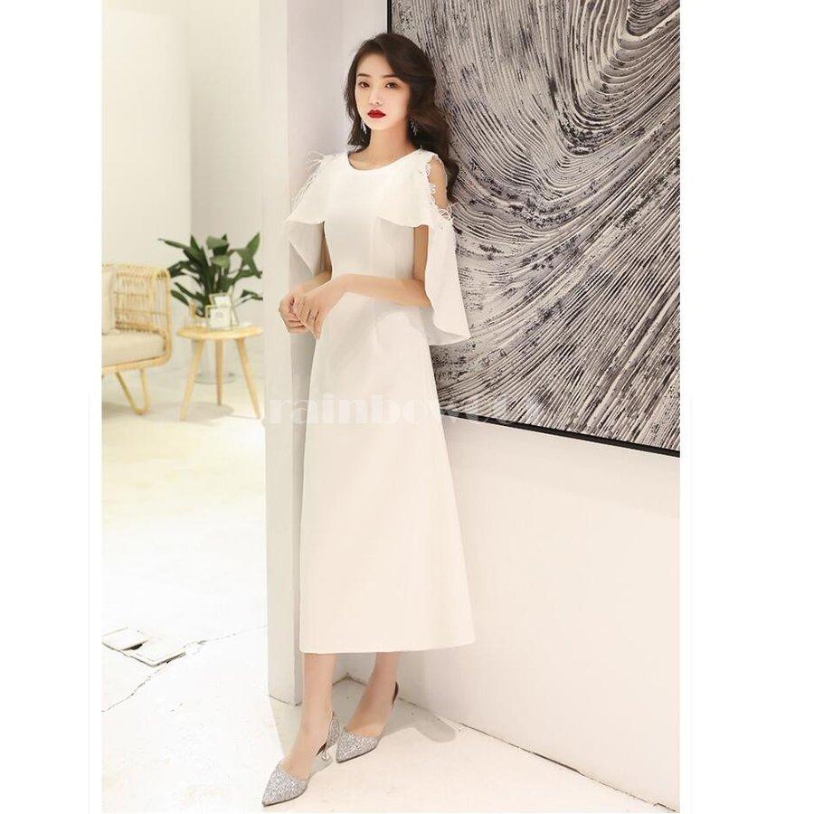 パーティードレス ナイトドレス ウエディングドレス フレア袖 ミモレ丈ドレス 大きいサイズ 結婚式ワンピース ピアノ お呼ばれ 二次会 披露宴 謝恩会 成人式 期間限定