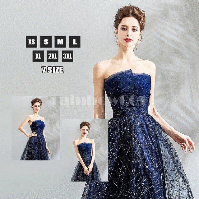 ドレス ロングドレス カラードレス スレンダーライン ベアトップ 星 レース 新作 結婚式 演奏会 二次会ドレス パーティー 0321s Rainbow一号店 通販 Yahoo ショッピング