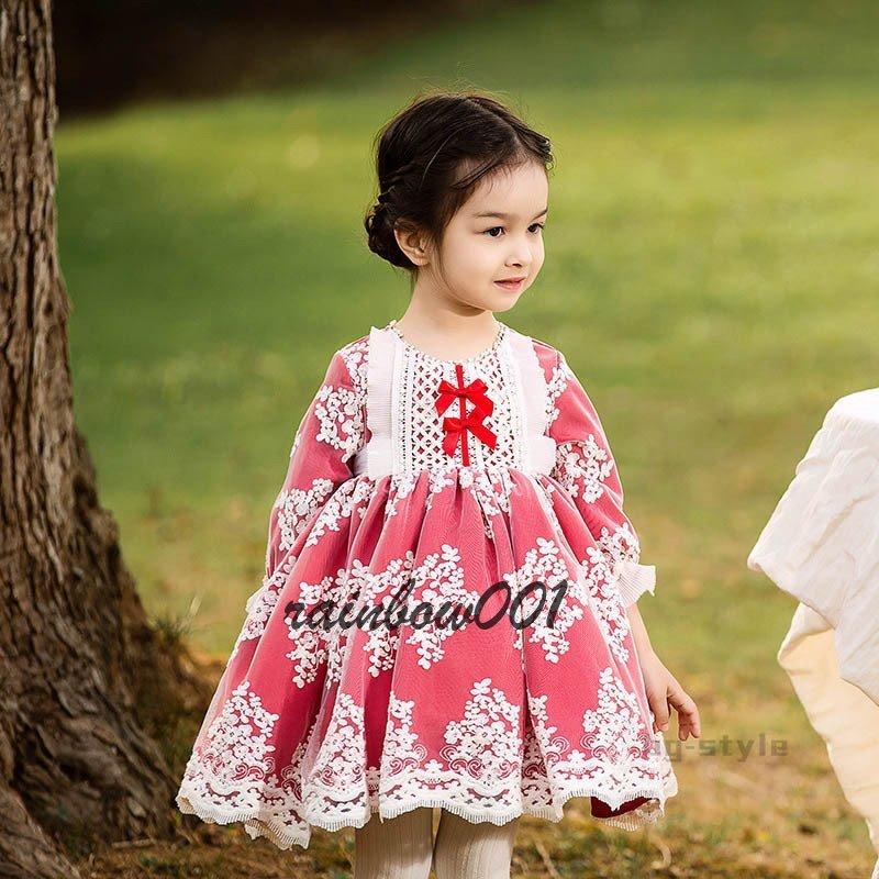 かわいくて甘いポンポンスカート 刺繍メッシュスペイン宮廷風ロリータのプリンセススカート可愛い レディーズ ワンピース 子供 洋服 遠足に出かける活動服 日本最大級 レディーズ