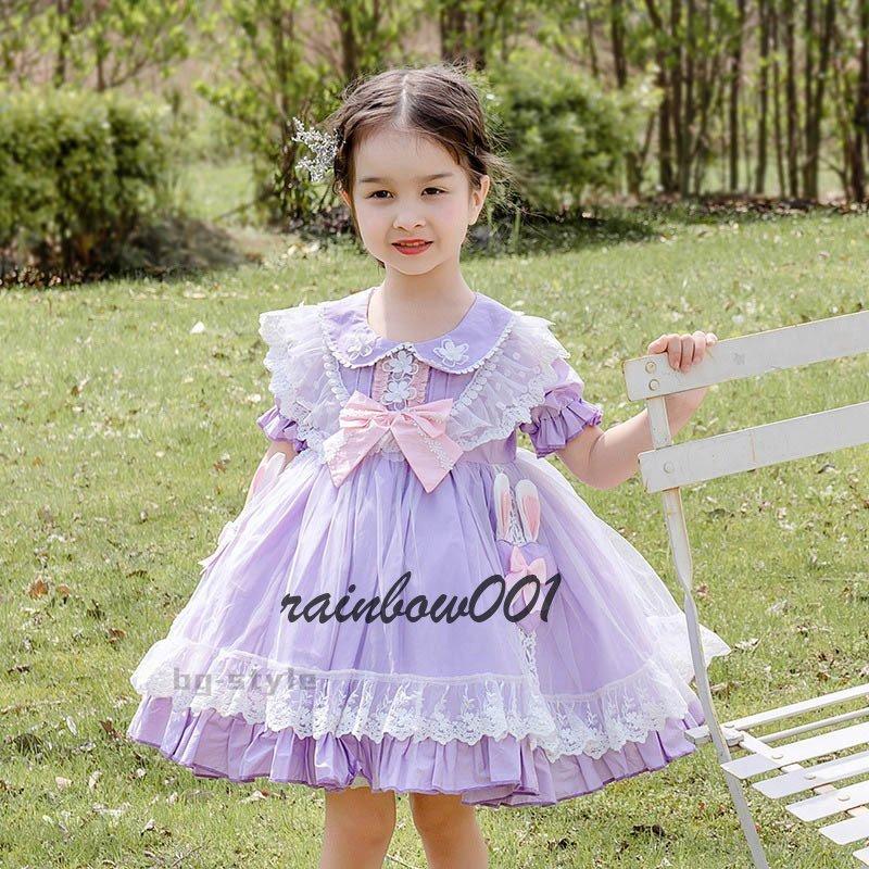 ワンピース 女の子 かわいい ゆめかわいい ウサギ耳のリボン模様 ロリータ 半袖 安い 春夏 服 洋気 淑女服 遠足に出かける普段着 再再販 ロリータ