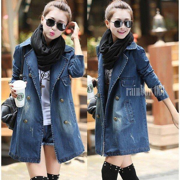 トレンチコート レディースデニムジャケット スプリングコート オーバーサイズ デニムトレンチコート 長袖春秋 売れ筋アイテムラン