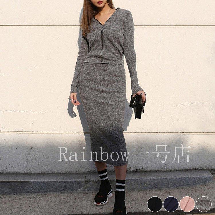 パーカー セットアップ レディース スカート ジャージ スポーツ カジュアル フーディー ジップアップ ラウンジウエア 韓国ファッション 限定販売