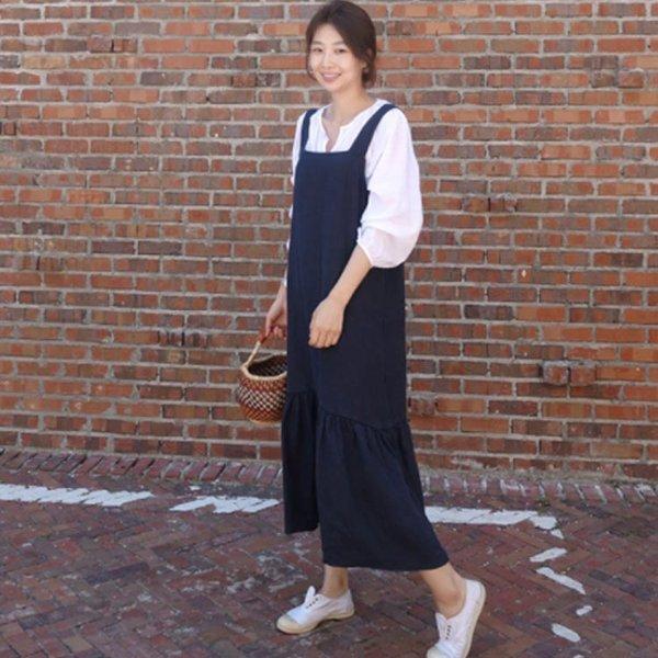 サロペットワンピース 綿麻 ワンピース サロペット 夏ワンピース ティアード フレアワンピース ミモレ丈 ロング丈 ゆったり 大きサイズ カジュアル 激安通販の