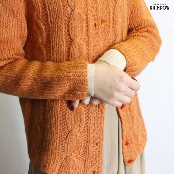 人気 古着 オレンジ 無地 カーディガン 長袖 ニット レディース ヴィンテージ 古着屋rainbow 通販 Ttu カーディガン ボレロ Amiro Pl