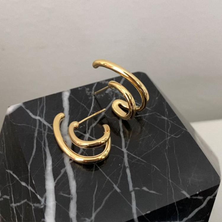 ピアス レディース 2連 フープピアス 上品 リング 不規則 シルバー 
