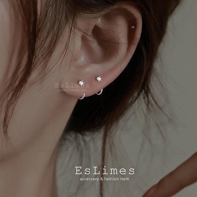 ピアス レディース 一粒 3mm フック かわいい 両耳セット 人気 激安 