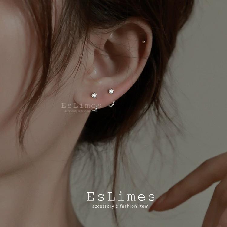 ピアス レディース 一粒 3mm フック かわいい 両耳セット シンプル 
