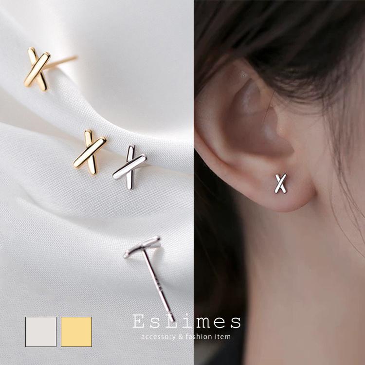 ピアス レディース メンズ X型 クロス 小さめ スタッドピアス 重ね付け