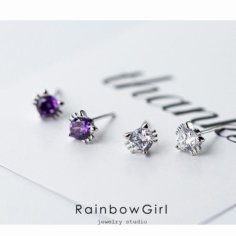 RainbowGirl ピアス レディース 猫 一粒 ネコ かわいい 可愛い