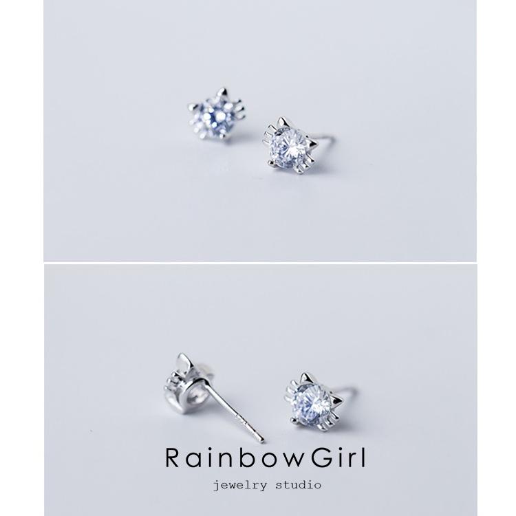 RainbowGirl ピアス レディース 猫 一粒 ネコ かわいい 可愛い
