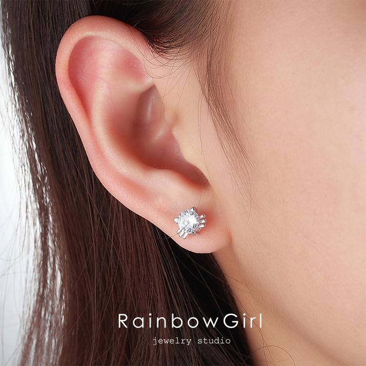 RainbowGirl ピアス レディース 猫 一粒 ネコ かわいい 可愛い