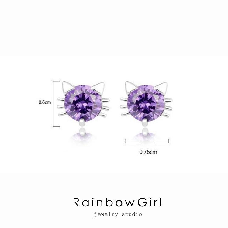 RainbowGirl ピアス レディース 猫 一粒 ネコ かわいい 可愛い