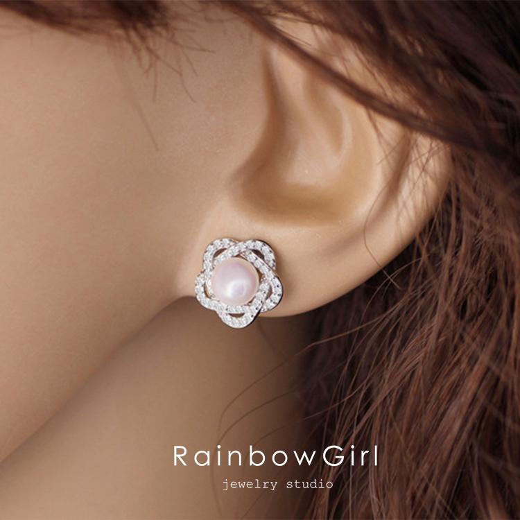 RainbowGirl ピアス レディース 淡水パール 超豪華80粒 真珠 お花