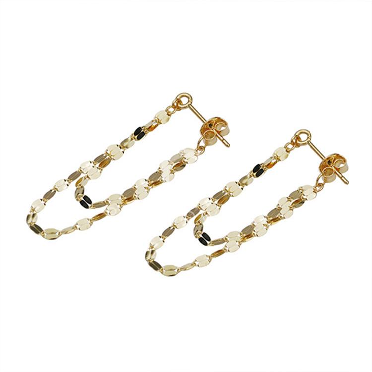 ピアス レディース チェーン 2連 上品 キラキラ 揺れる 14kコーティング/シルバー925 ゴールド 人気 誕生日プレゼント 母の日 ギフトの画像