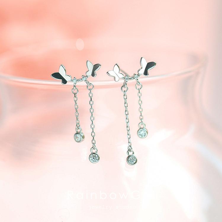 RainbowGirl（アクセサリー） フックピアス レディース 蝶々 2連
