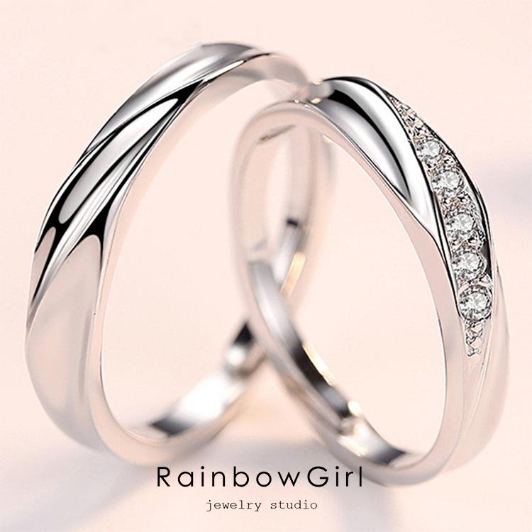 指輪 レディース メンズ ペアリング ウエーブ 波型 贅沢5粒 ダイヤcz サイズフリー シルバー925 プラチナ仕上げ 人気 結婚指輪 格安  誕生日プレゼント :KJZ015:RainbowGirl Jewelry - 通販 - Yahoo!ショッピング