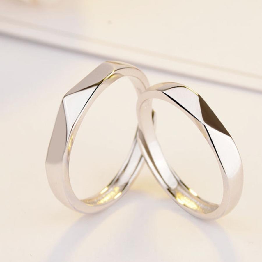 ペアリング フリーサイズ 指輪 シンプル 男女兼用 シルバー925 プラチナ仕上げ 激安ペアリング 人気 結婚指輪 誕生日プレゼント