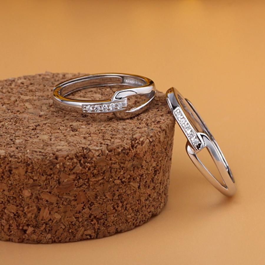 RainbowGirl 指輪 レディース X型リング サイズフリー ダイヤ ウエーブ