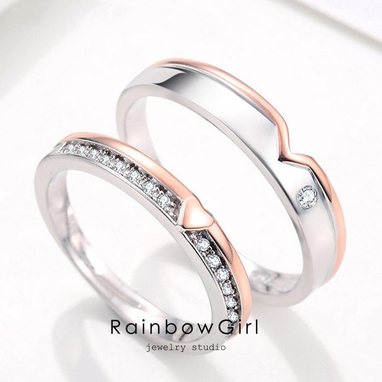 RainbowGirl 指輪 メンズ レディース ペアリング ダイヤ ハート