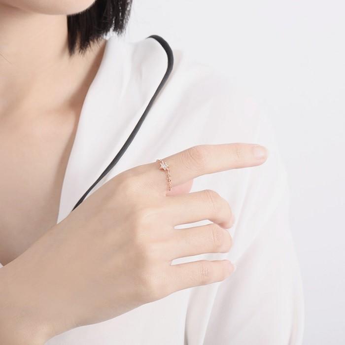 RainbowGirl 指輪 レディース チェーンリング フリーサイズ 月 星型