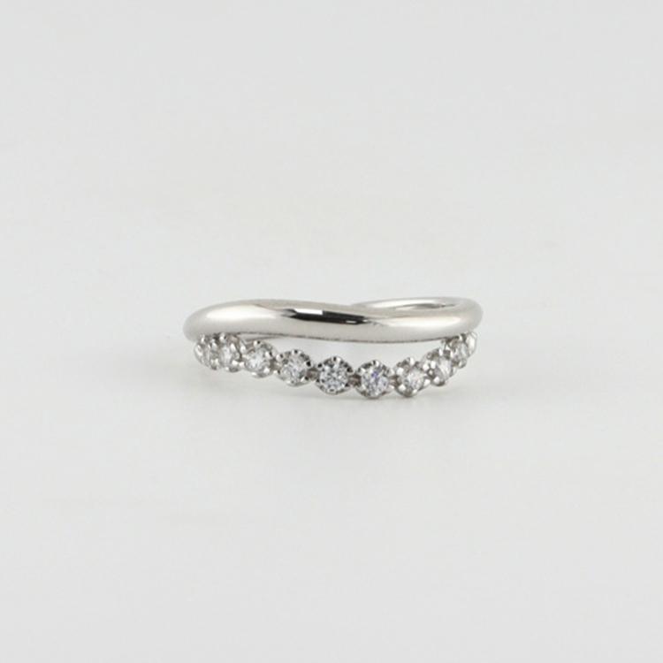 ★専用★10Kダイヤ　4℃　指輪 RainbowGirl 指輪 レディース ウェーブ 2連リング CZダイヤ 華奢