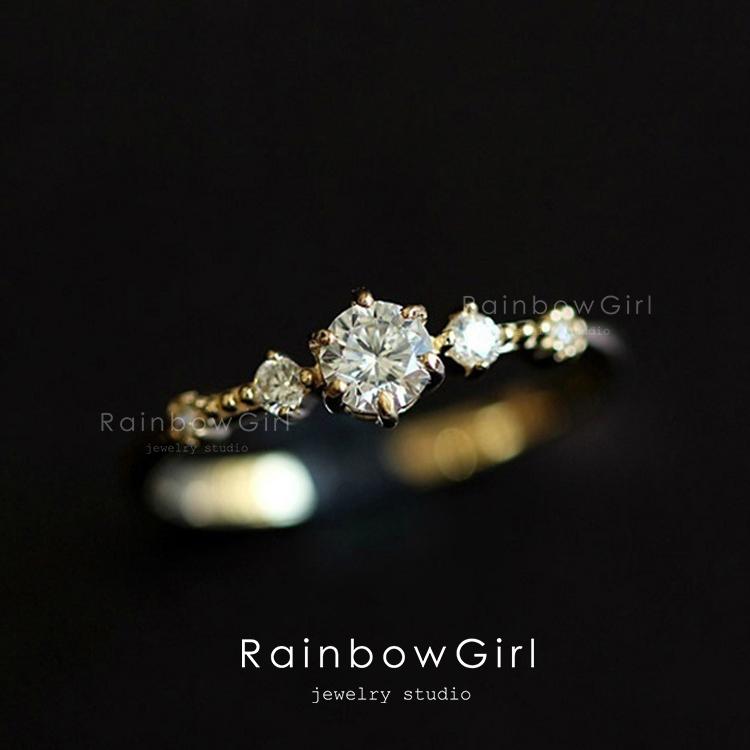 指輪 レディース 細いリング 一粒 母の日ギフト フリーサイズ 可愛い ダイヤモンドcz 重ね付け｜rainbowgirl｜02