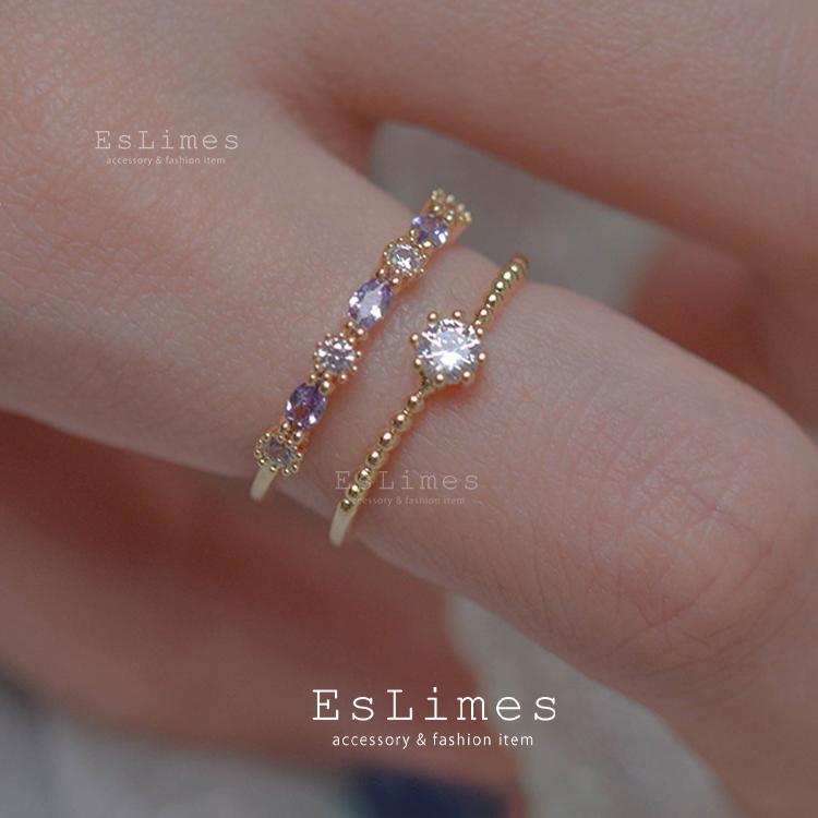 レディースリング、指輪 指輪 レディース リング 2点セット 一粒 パープル フリーサイズ