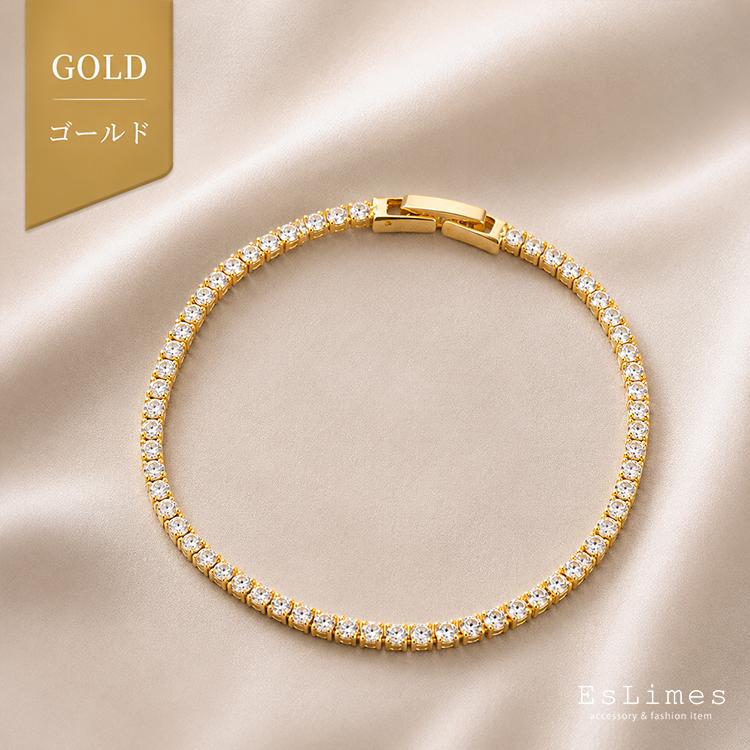 RainbowGirl テニスブレスレット 華奢 レディース 高級感 18k