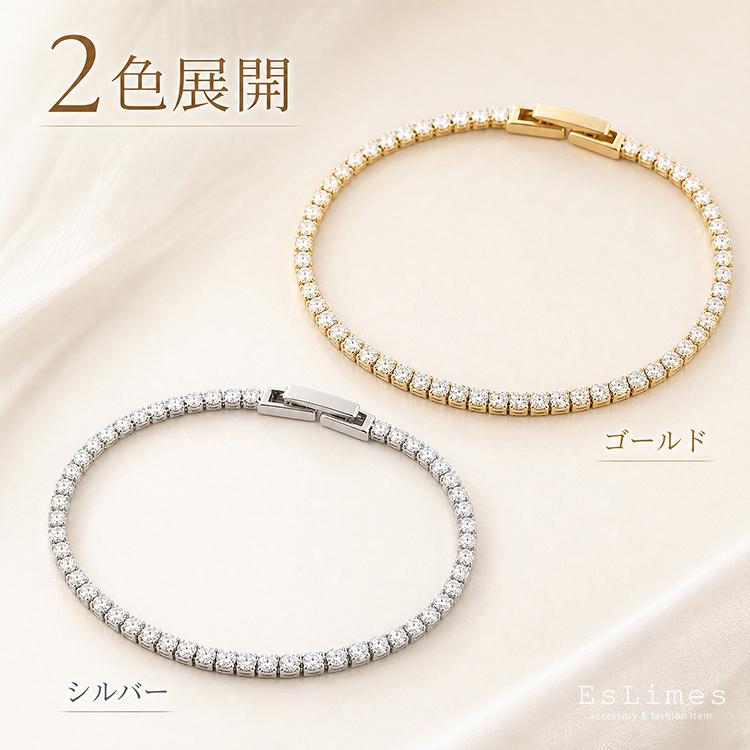 RainbowGirl テニスブレスレット 華奢 レディース 高級感 18k