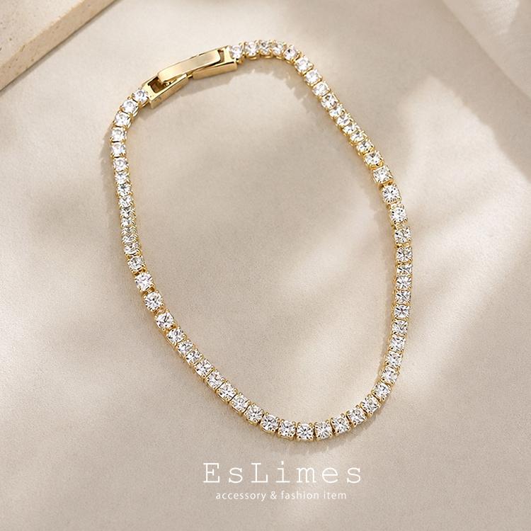 RainbowGirl テニスブレスレット 華奢 レディース 高級感 18k 
