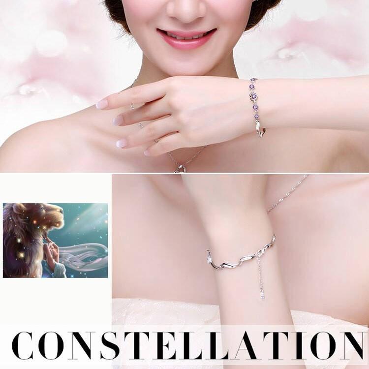 RainbowGirl ブレスレット レディース ハート 豪華5粒 プラチナ仕上げ 