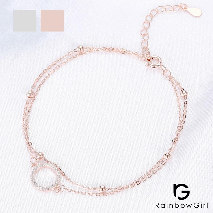 ブレスレット レディース 2連 リング ボール シンプル 上品 繊細 重ね付け 30代 代 40代 50代 彼女 妻 嫁 娘 女性 人気 誕生日プレゼント 受注生産品