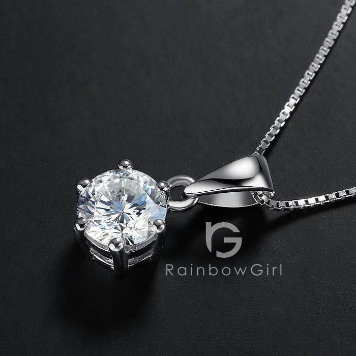 ネックレス レディース 一粒 大粒1.25ct シンプル シルバー925 プラチナコーテイング 40代 50代 女性 彼女 嫁 母 人気 誕生日プレゼント 母の日の画像