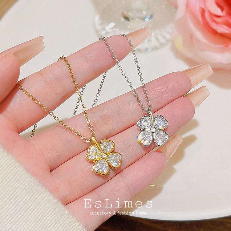 RainbowGirl ネックレス レディース 四つ葉のクローバー お花 フラワー
