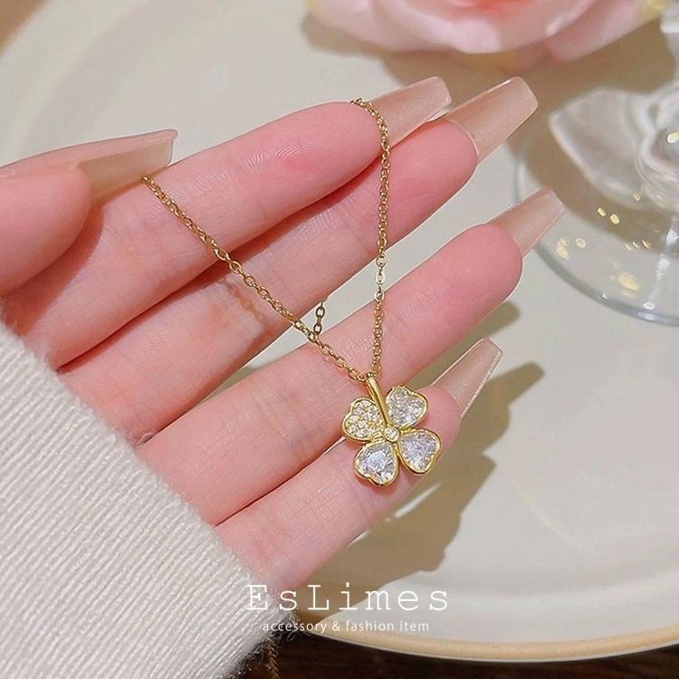 RainbowGirl ネックレス レディース 四つ葉のクローバー お花 フラワー 