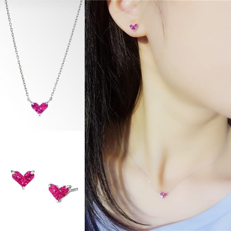 福袋 ネックレス ピアス 2点セット 赤紫色 ハート レディース S925シルバー プラチナ仕上げ アクセサリー 誕生日 プレゼント 女性 人気 ギフト セール Ys Z050 Set Rainbowgirl 通販 Yahoo ショッピング