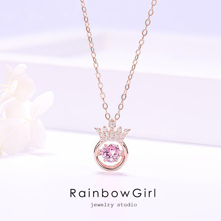 RainbowGirl ネックレス レディース 揺れるダイヤ クイーンクラウン