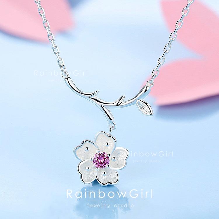 RainbowGirl ネックレス レディース 桜 さくら お花 梅 ピンクダイヤ